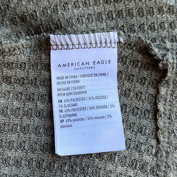 American Eagle Long Sleeve Waffle Knit Dress - Olive Green - Small - Picture 6 of 7